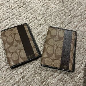 Coach Signature Brown Passport Holders x2